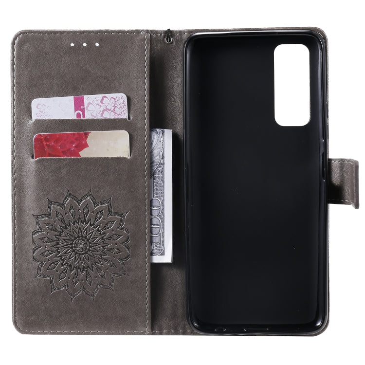 For Huawei P Smart 2021 Sun Embossing Pattern Horizontal Flip Leather Case with Card Slot & Holder & Wallet & Lanyard