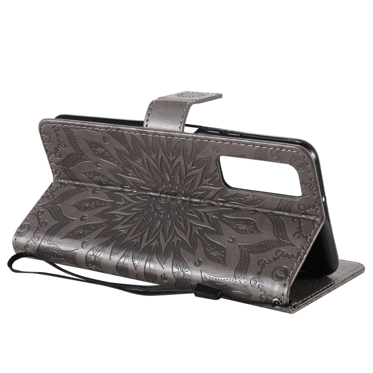 For Huawei P Smart 2021 Sun Embossing Pattern Horizontal Flip Leather Case with Card Slot & Holder & Wallet & Lanyard