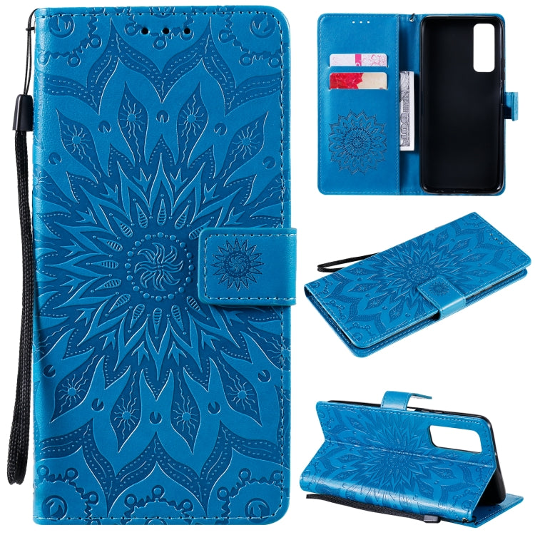 For Huawei P Smart 2021 Sun Embossing Pattern Horizontal Flip Leather Case with Card Slot & Holder & Wallet & Lanyard