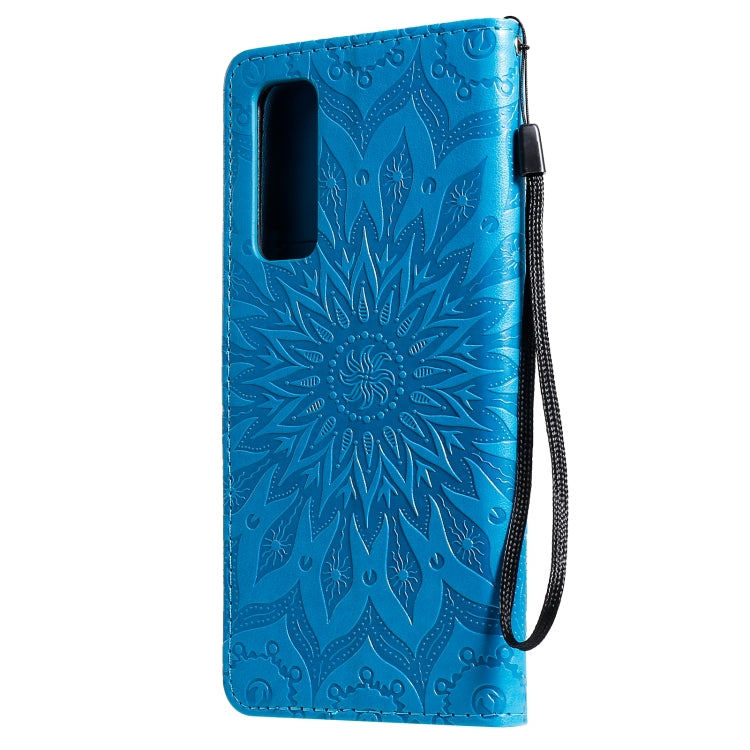 For Huawei P Smart 2021 Sun Embossing Pattern Horizontal Flip Leather Case with Card Slot & Holder & Wallet & Lanyard