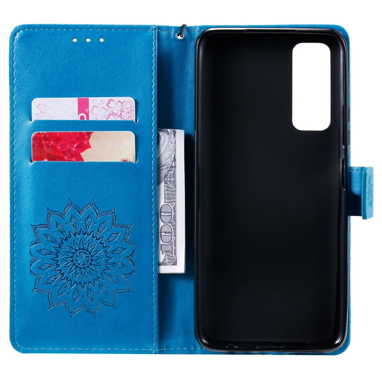 For Huawei P Smart 2021 Sun Embossing Pattern Horizontal Flip Leather Case with Card Slot & Holder & Wallet & Lanyard