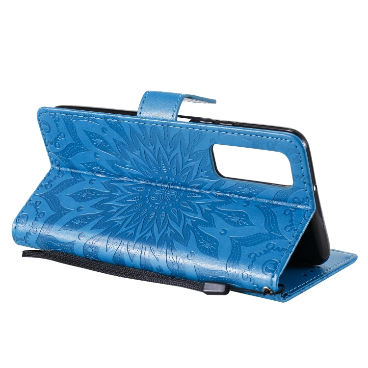 For Huawei P Smart 2021 Sun Embossing Pattern Horizontal Flip Leather Case with Card Slot & Holder & Wallet & Lanyard