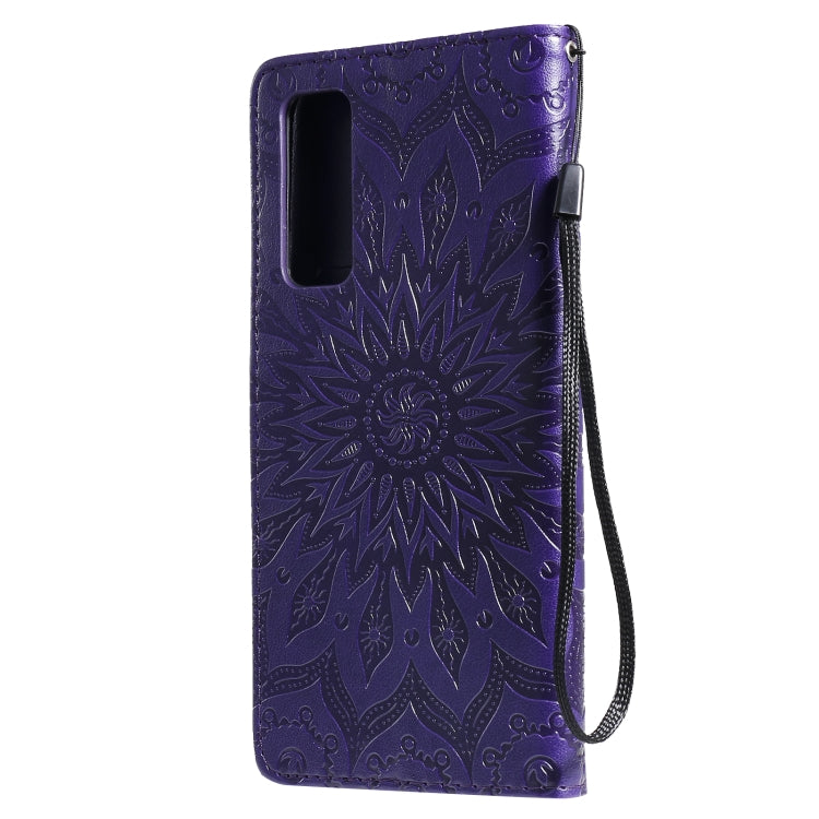 For Huawei P Smart 2021 Sun Embossing Pattern Horizontal Flip Leather Case with Card Slot & Holder & Wallet & Lanyard