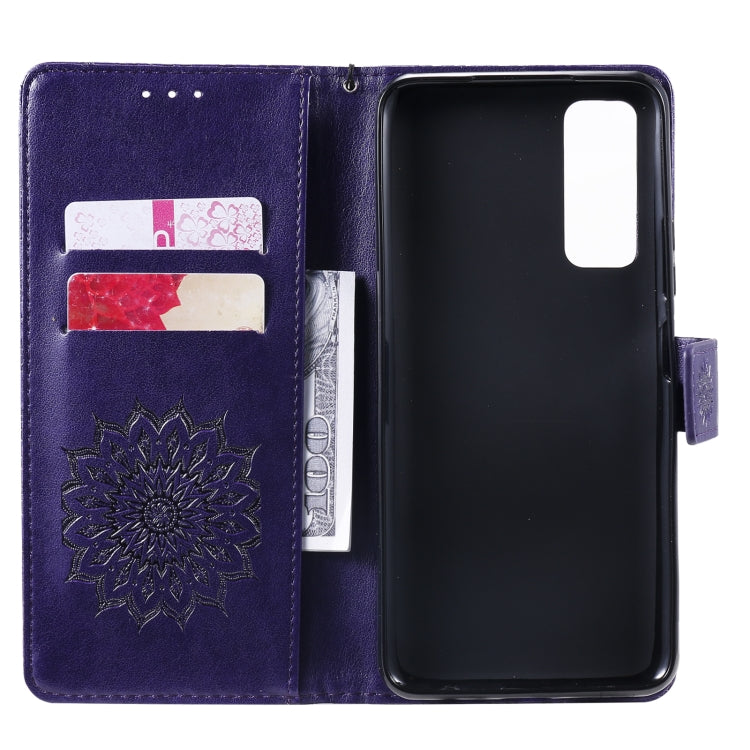 For Huawei P Smart 2021 Sun Embossing Pattern Horizontal Flip Leather Case with Card Slot & Holder & Wallet & Lanyard