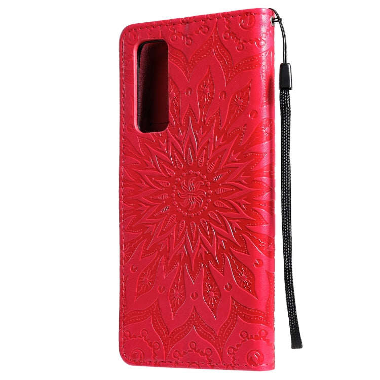 For Huawei P Smart 2021 Sun Embossing Pattern Horizontal Flip Leather Case with Card Slot & Holder & Wallet & Lanyard