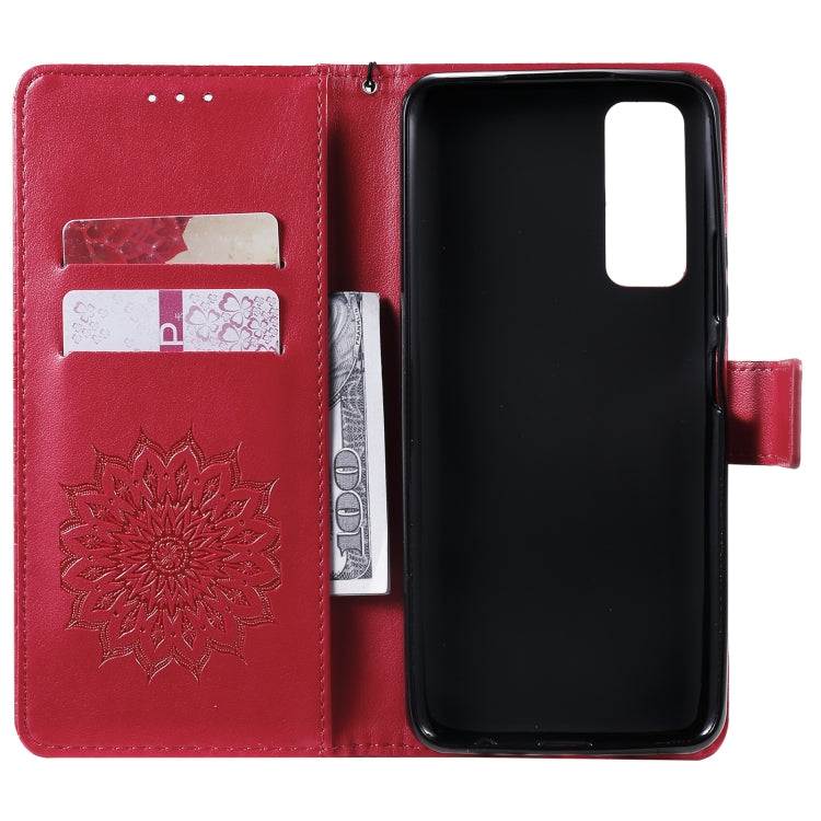 For Huawei P Smart 2021 Sun Embossing Pattern Horizontal Flip Leather Case with Card Slot & Holder & Wallet & Lanyard