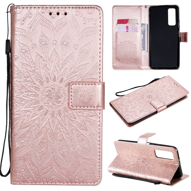For Huawei P Smart 2021 Sun Embossing Pattern Horizontal Flip Leather Case with Card Slot & Holder & Wallet & Lanyard