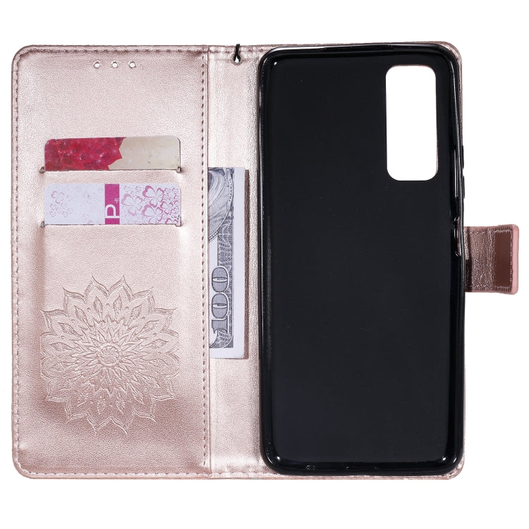 For Huawei P Smart 2021 Sun Embossing Pattern Horizontal Flip Leather Case with Card Slot & Holder & Wallet & Lanyard