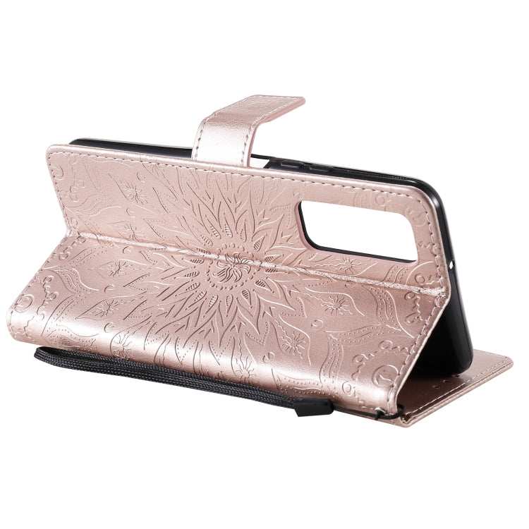 For Huawei P Smart 2021 Sun Embossing Pattern Horizontal Flip Leather Case with Card Slot & Holder & Wallet & Lanyard
