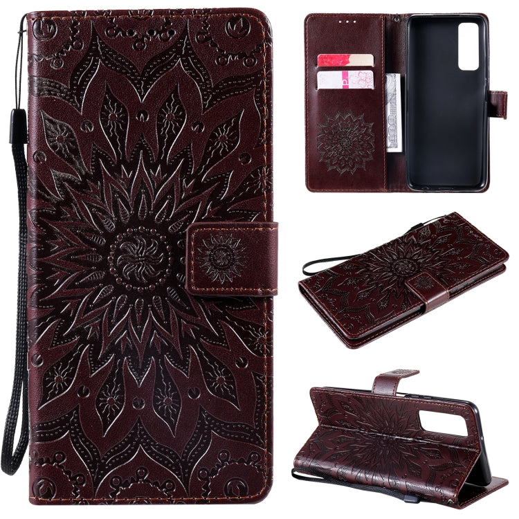 For Huawei P Smart 2021 Sun Embossing Pattern Horizontal Flip Leather Case with Card Slot & Holder & Wallet & Lanyard