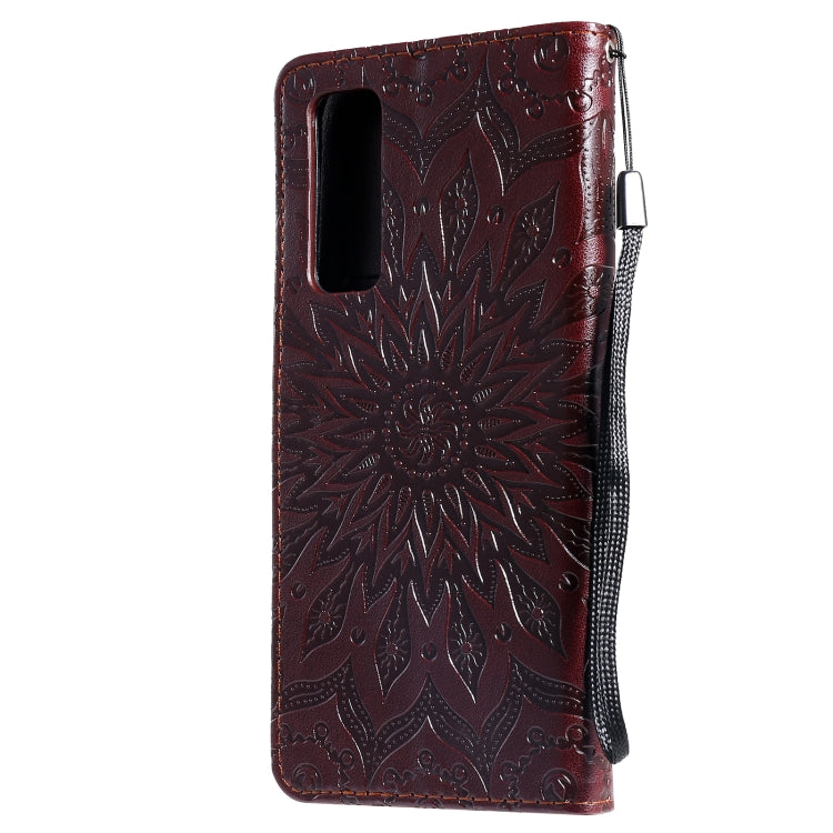 For Huawei P Smart 2021 Sun Embossing Pattern Horizontal Flip Leather Case with Card Slot & Holder & Wallet & Lanyard