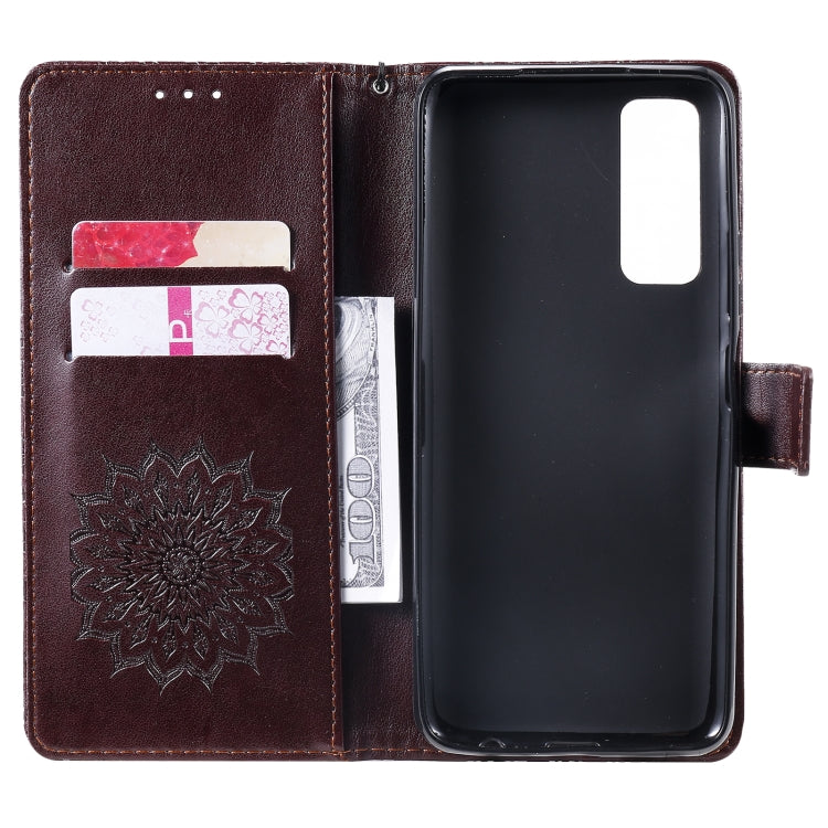 For Huawei P Smart 2021 Sun Embossing Pattern Horizontal Flip Leather Case with Card Slot & Holder & Wallet & Lanyard