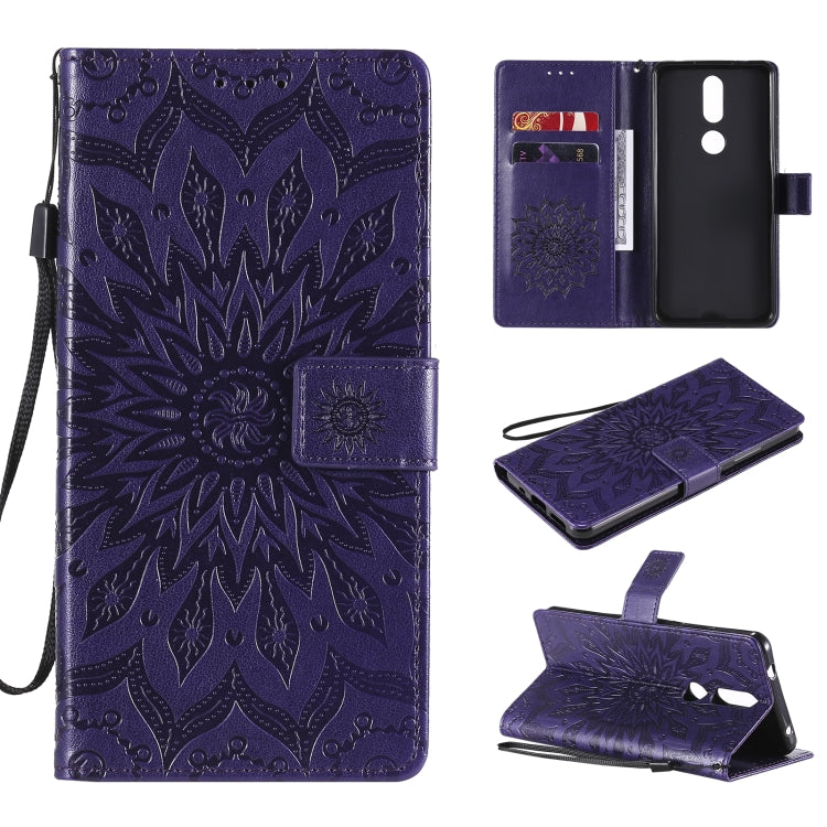 For Nokia 2.4 Sun Embossing Pattern Horizontal Flip Leather Case with Card Slot & Holder & Wallet & Lanyard