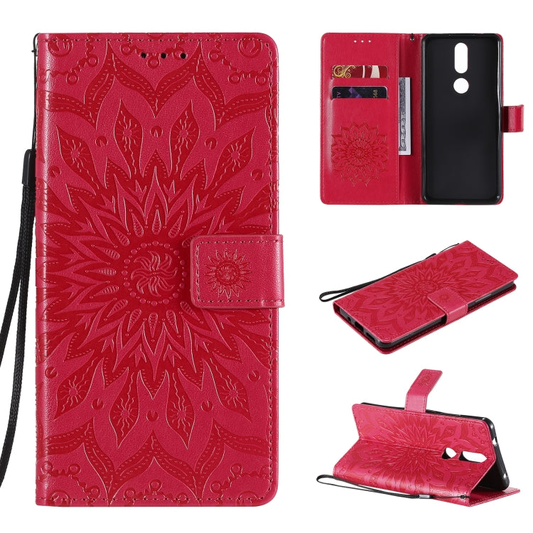 For Nokia 2.4 Sun Embossing Pattern Horizontal Flip Leather Case with Card Slot & Holder & Wallet & Lanyard