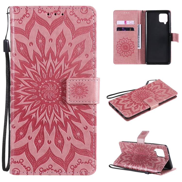 For Samsung Galaxy A42 5G Sun Embossing Pattern Horizontal Flip Leather Case with Card Slot & Holder & Wallet & Lanyard