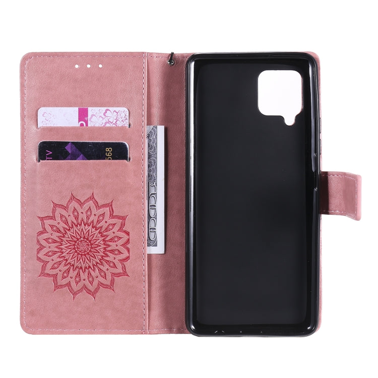 For Samsung Galaxy A42 5G Sun Embossing Pattern Horizontal Flip Leather Case with Card Slot & Holder & Wallet & Lanyard
