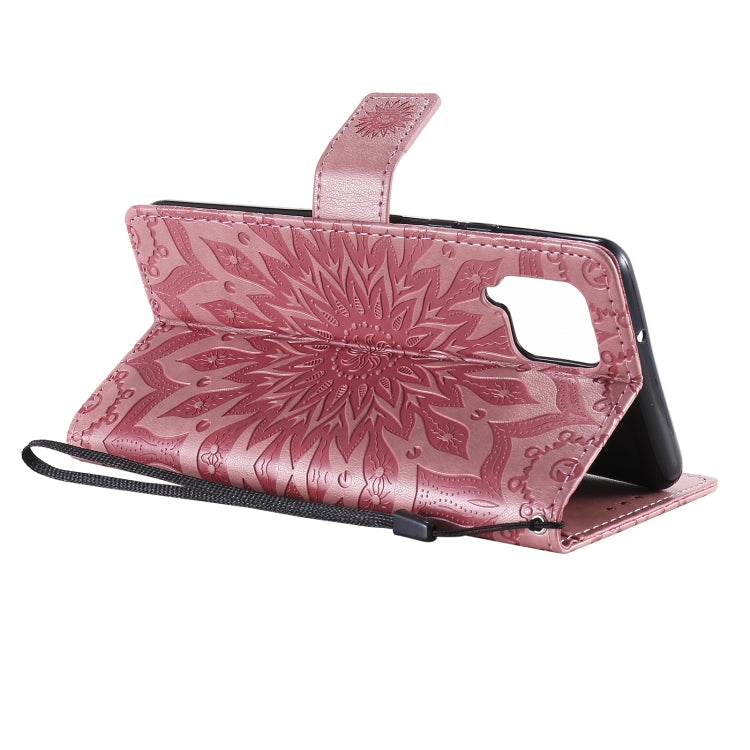For Samsung Galaxy A42 5G Sun Embossing Pattern Horizontal Flip Leather Case with Card Slot & Holder & Wallet & Lanyard
