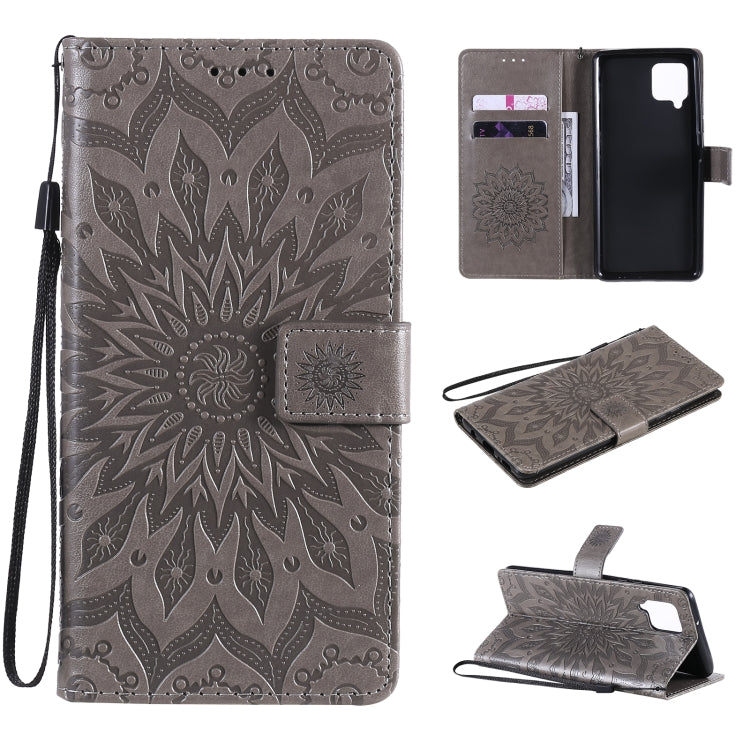 For Samsung Galaxy A42 5G Sun Embossing Pattern Horizontal Flip Leather Case with Card Slot & Holder & Wallet & Lanyard