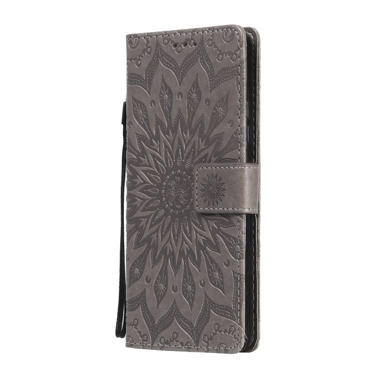 For Samsung Galaxy A42 5G Sun Embossing Pattern Horizontal Flip Leather Case with Card Slot & Holder & Wallet & Lanyard