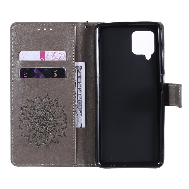 For Samsung Galaxy A42 5G Sun Embossing Pattern Horizontal Flip Leather Case with Card Slot & Holder & Wallet & Lanyard