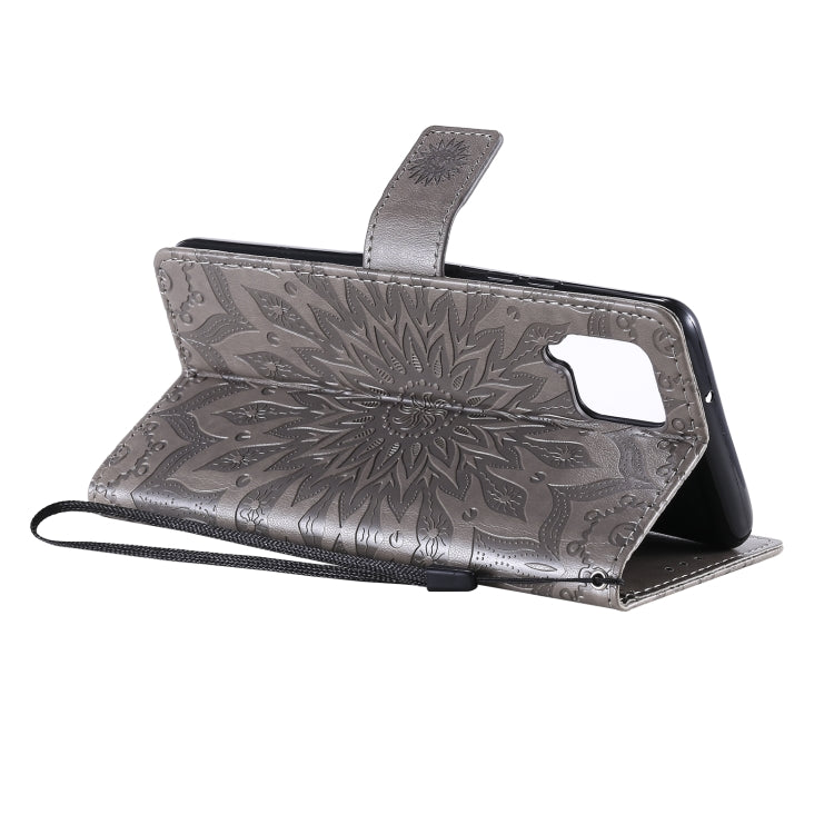 For Samsung Galaxy A42 5G Sun Embossing Pattern Horizontal Flip Leather Case with Card Slot & Holder & Wallet & Lanyard