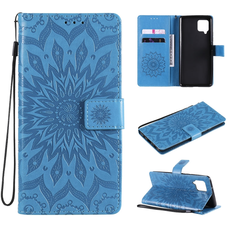 For Samsung Galaxy A42 5G Sun Embossing Pattern Horizontal Flip Leather Case with Card Slot & Holder & Wallet & Lanyard