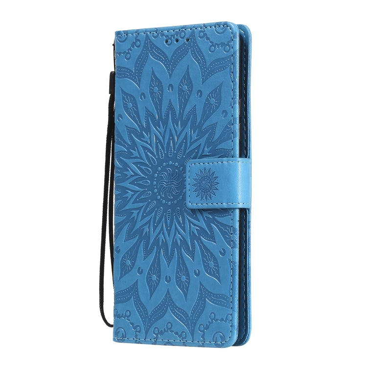For Samsung Galaxy A42 5G Sun Embossing Pattern Horizontal Flip Leather Case with Card Slot & Holder & Wallet & Lanyard