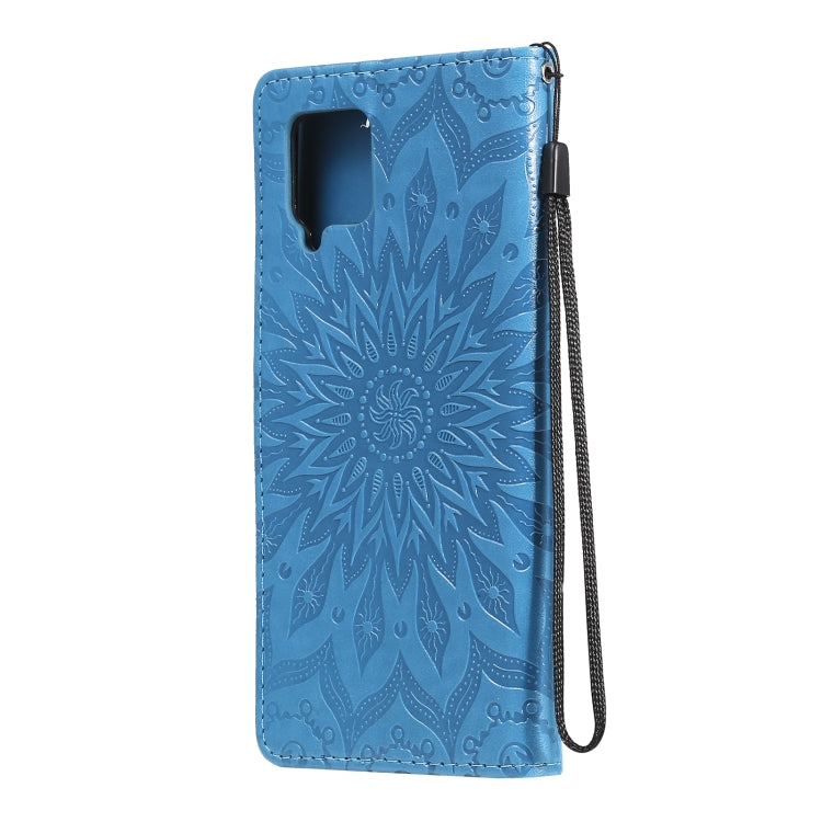 For Samsung Galaxy A42 5G Sun Embossing Pattern Horizontal Flip Leather Case with Card Slot & Holder & Wallet & Lanyard