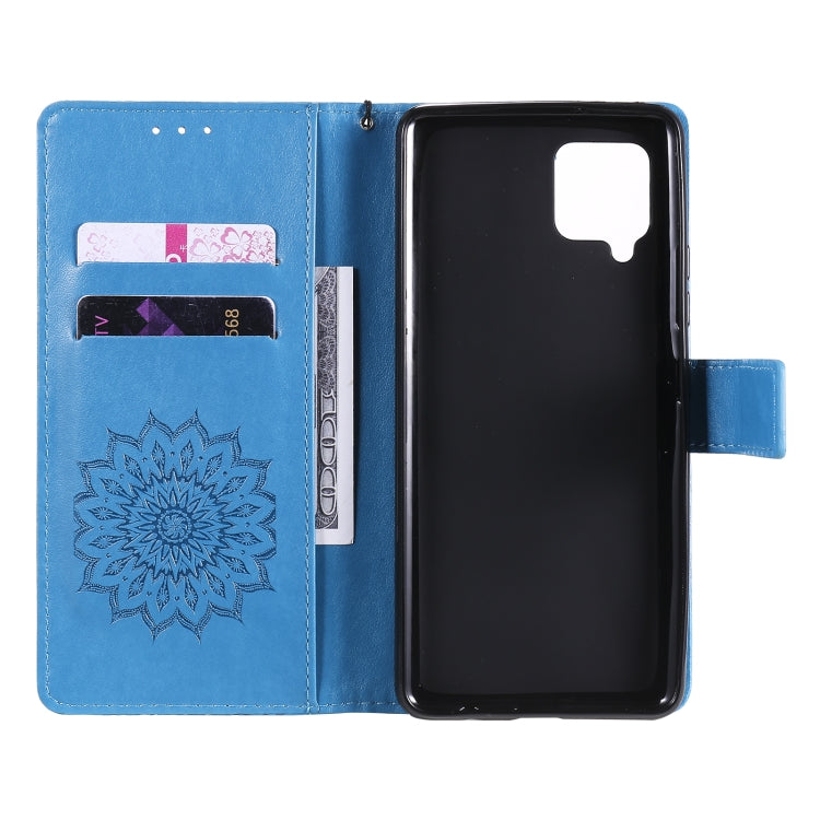 For Samsung Galaxy A42 5G Sun Embossing Pattern Horizontal Flip Leather Case with Card Slot & Holder & Wallet & Lanyard