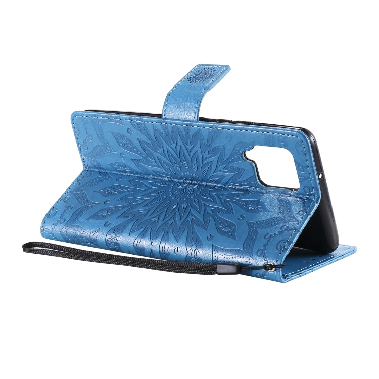 For Samsung Galaxy A42 5G Sun Embossing Pattern Horizontal Flip Leather Case with Card Slot & Holder & Wallet & Lanyard