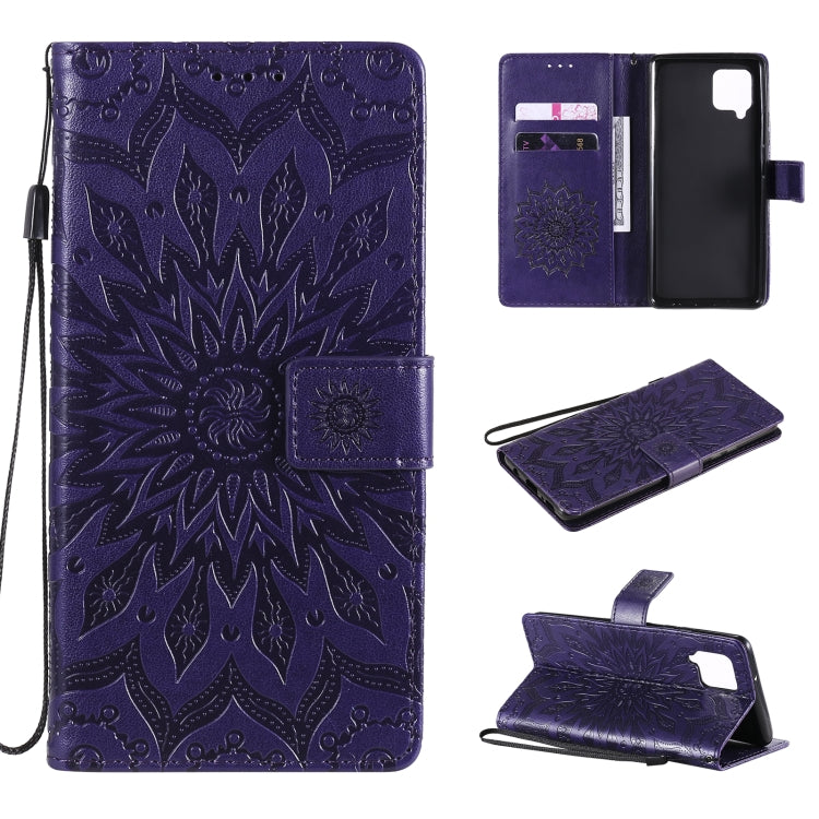 For Samsung Galaxy A42 5G Sun Embossing Pattern Horizontal Flip Leather Case with Card Slot & Holder & Wallet & Lanyard