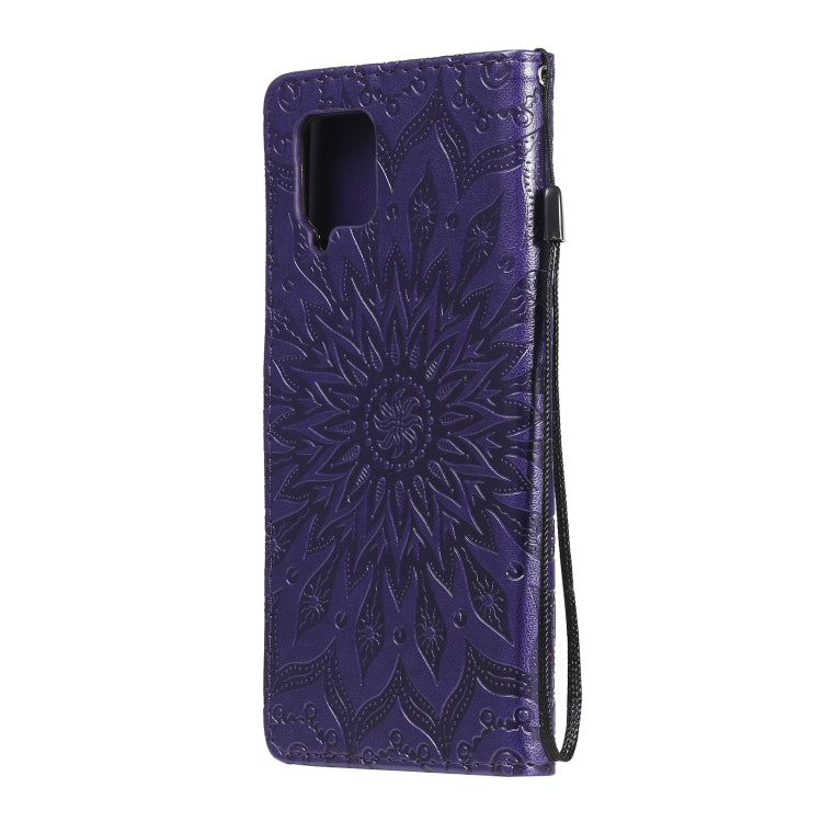 For Samsung Galaxy A42 5G Sun Embossing Pattern Horizontal Flip Leather Case with Card Slot & Holder & Wallet & Lanyard