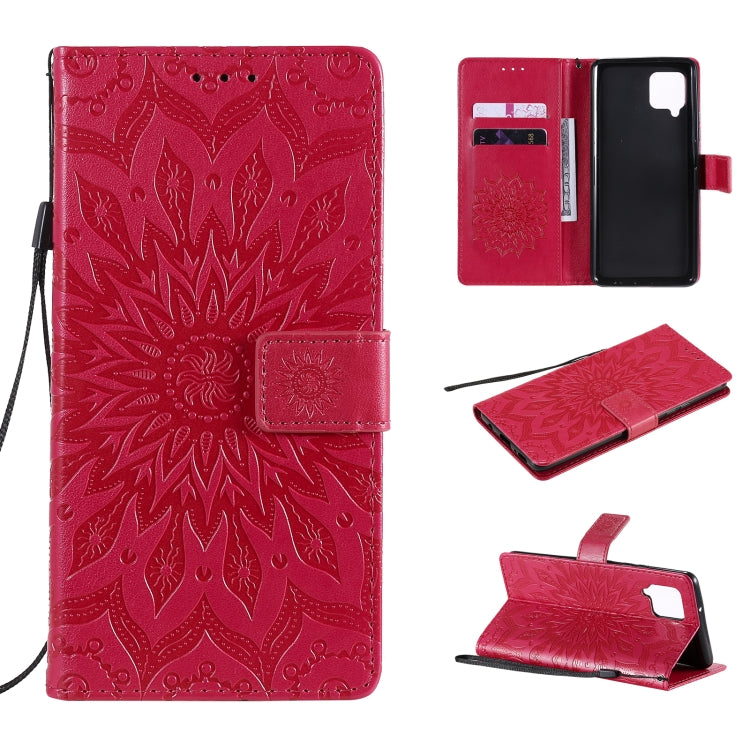 For Samsung Galaxy A42 5G Sun Embossing Pattern Horizontal Flip Leather Case with Card Slot & Holder & Wallet & Lanyard
