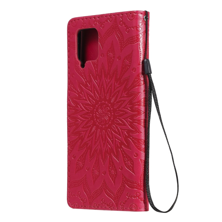 For Samsung Galaxy A42 5G Sun Embossing Pattern Horizontal Flip Leather Case with Card Slot & Holder & Wallet & Lanyard