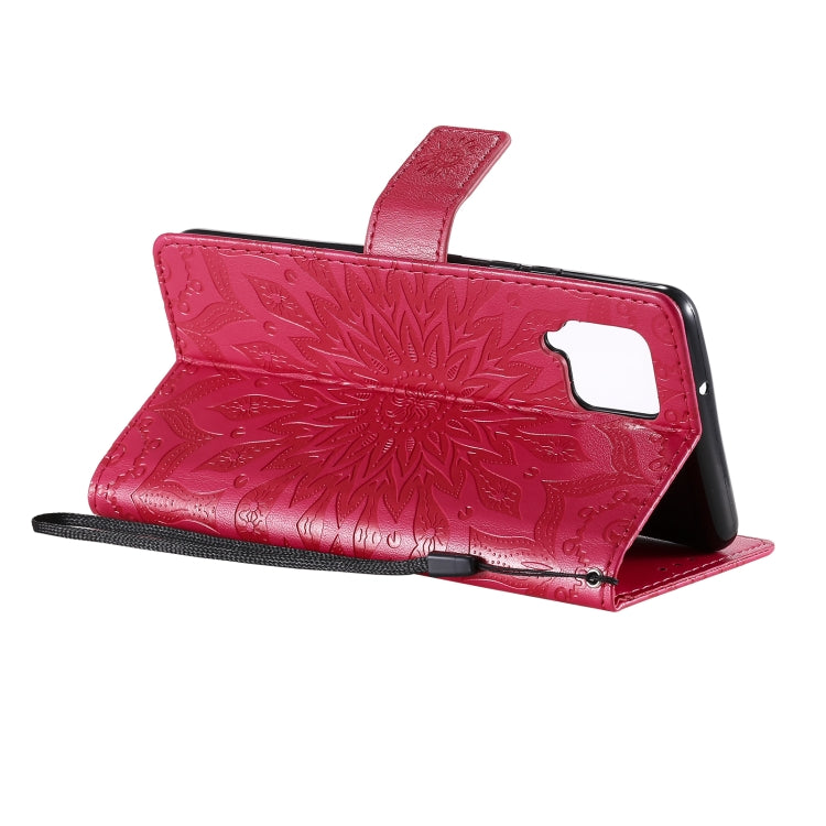 For Samsung Galaxy A42 5G Sun Embossing Pattern Horizontal Flip Leather Case with Card Slot & Holder & Wallet & Lanyard