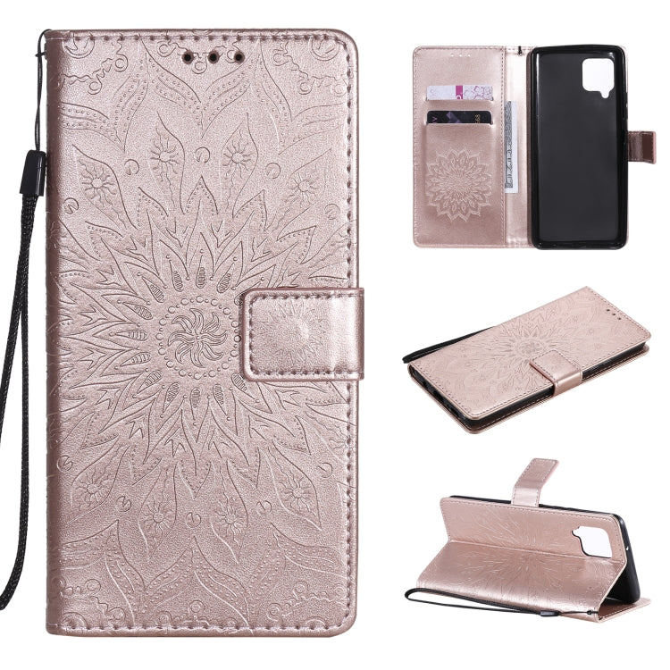 For Samsung Galaxy A42 5G Sun Embossing Pattern Horizontal Flip Leather Case with Card Slot & Holder & Wallet & Lanyard