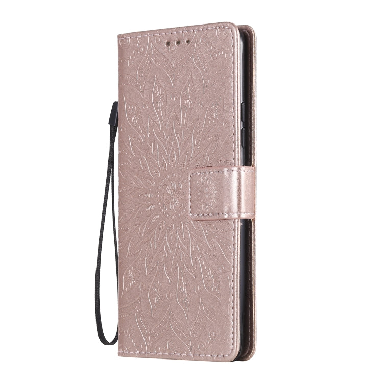 For Samsung Galaxy A42 5G Sun Embossing Pattern Horizontal Flip Leather Case with Card Slot & Holder & Wallet & Lanyard
