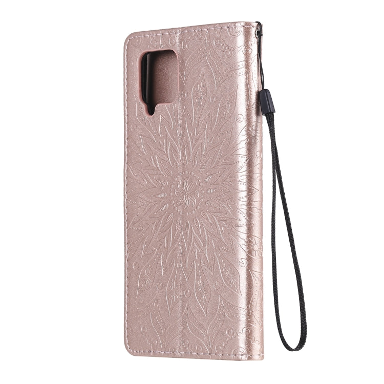 For Samsung Galaxy A42 5G Sun Embossing Pattern Horizontal Flip Leather Case with Card Slot & Holder & Wallet & Lanyard