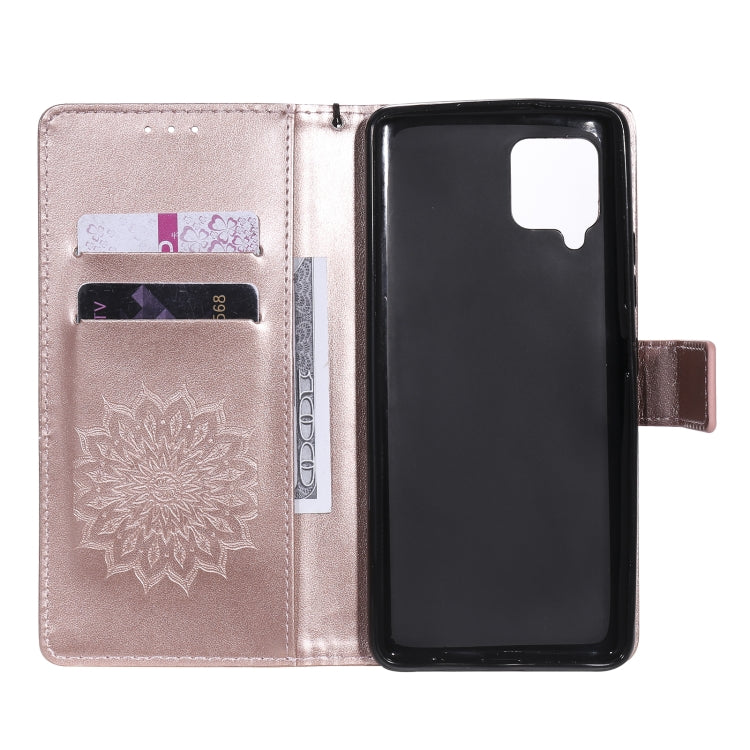 For Samsung Galaxy A42 5G Sun Embossing Pattern Horizontal Flip Leather Case with Card Slot & Holder & Wallet & Lanyard