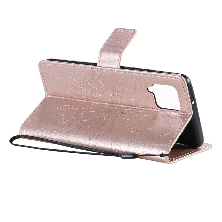For Samsung Galaxy A42 5G Sun Embossing Pattern Horizontal Flip Leather Case with Card Slot & Holder & Wallet & Lanyard