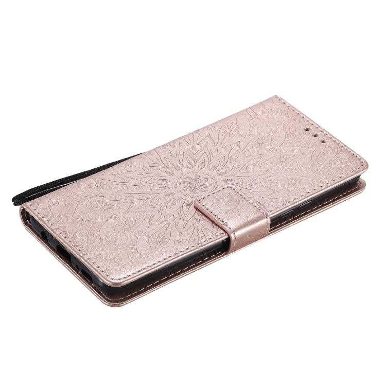 For Samsung Galaxy A42 5G Sun Embossing Pattern Horizontal Flip Leather Case with Card Slot & Holder & Wallet & Lanyard