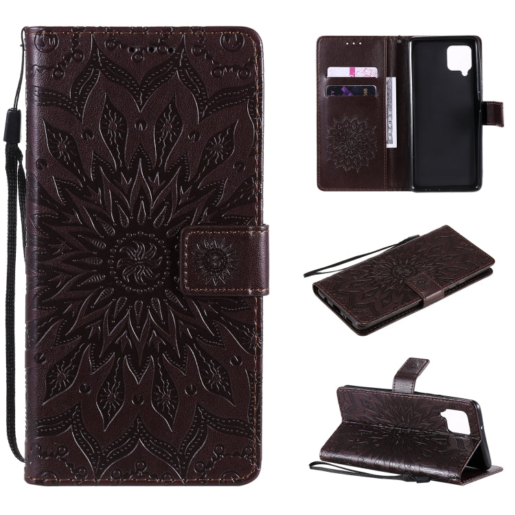 For Samsung Galaxy A42 5G Sun Embossing Pattern Horizontal Flip Leather Case with Card Slot & Holder & Wallet & Lanyard