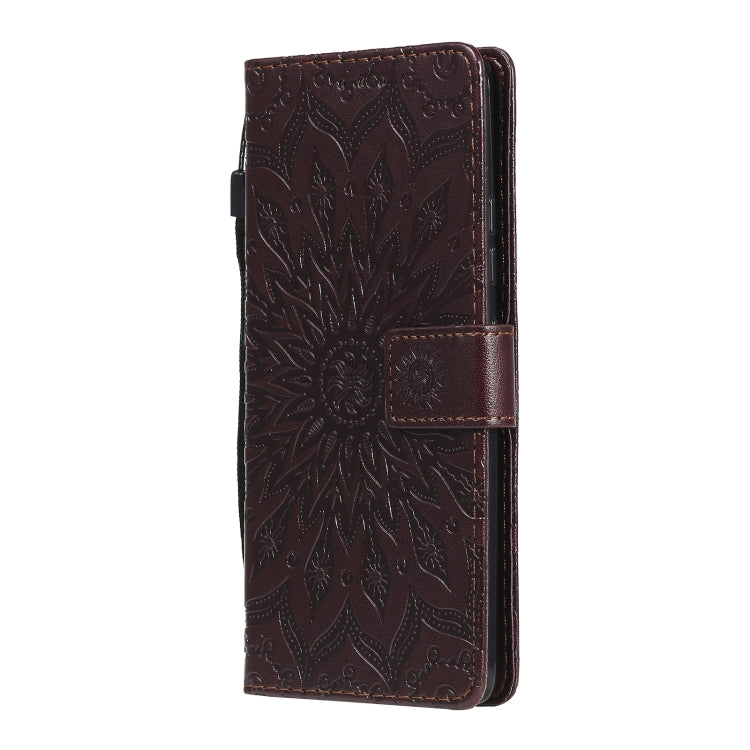 For Samsung Galaxy A42 5G Sun Embossing Pattern Horizontal Flip Leather Case with Card Slot & Holder & Wallet & Lanyard