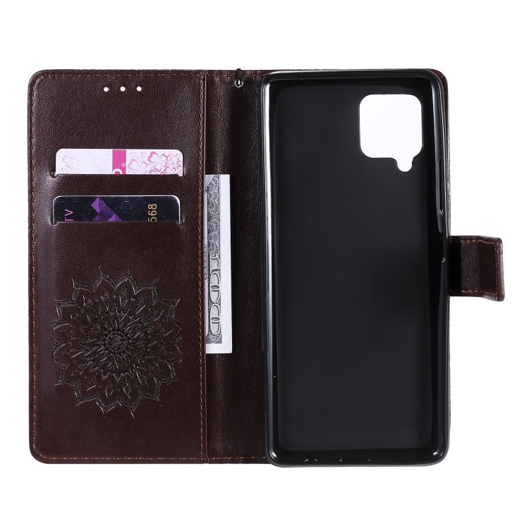 For Samsung Galaxy A42 5G Sun Embossing Pattern Horizontal Flip Leather Case with Card Slot & Holder & Wallet & Lanyard