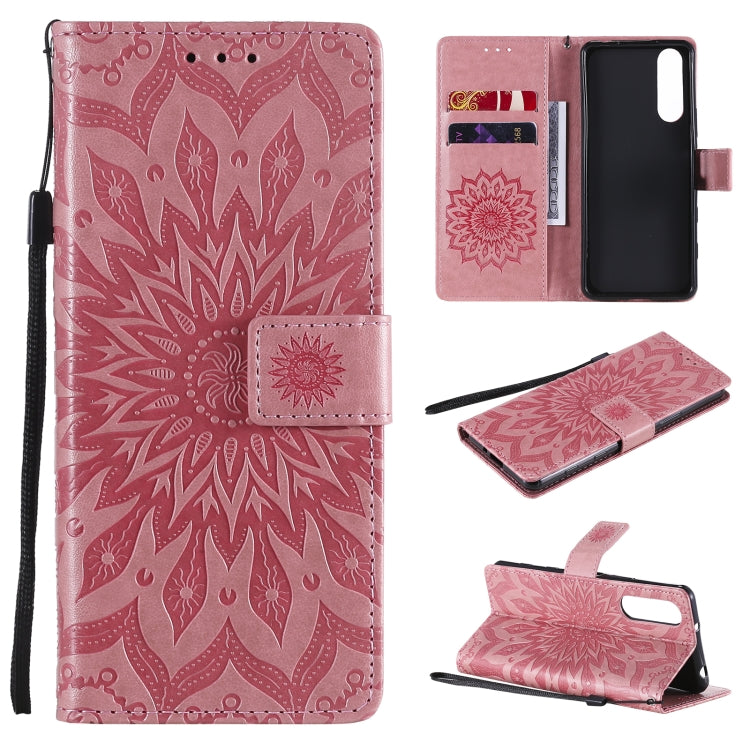 For Sony Xperia5 II Sun Embossing Pattern Horizontal Flip Leather Case with Card Slot & Holder & Wallet & Lanyard