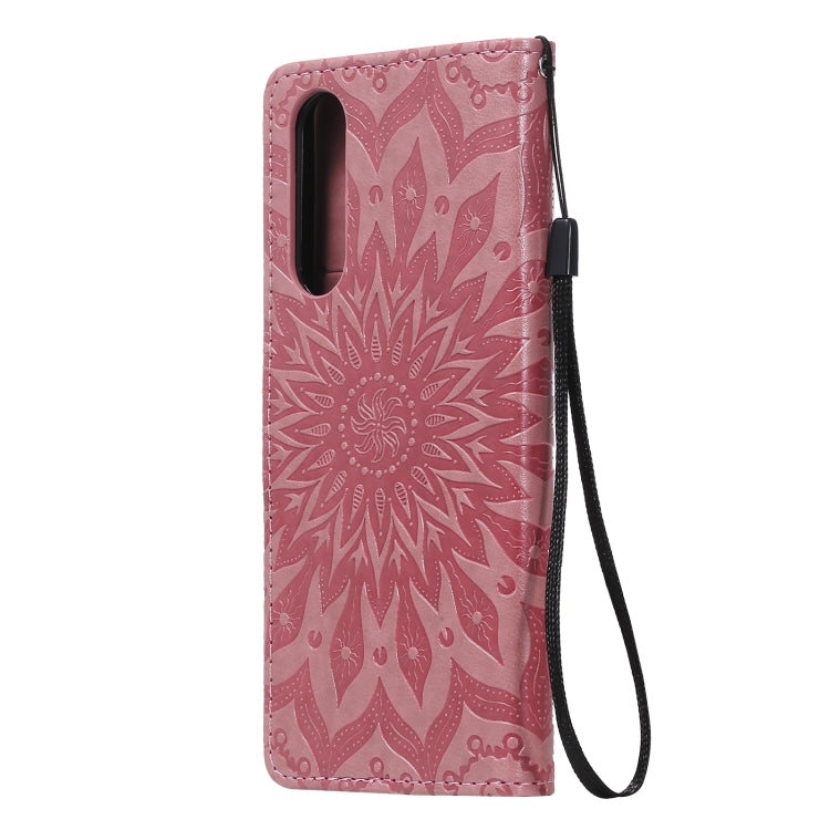 For Sony Xperia5 II Sun Embossing Pattern Horizontal Flip Leather Case with Card Slot & Holder & Wallet & Lanyard