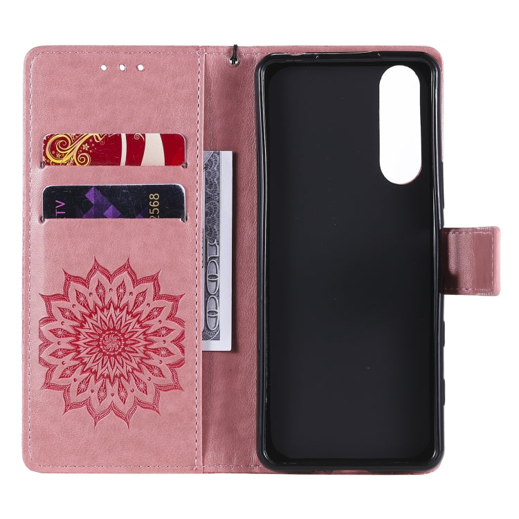 For Sony Xperia5 II Sun Embossing Pattern Horizontal Flip Leather Case with Card Slot & Holder & Wallet & Lanyard