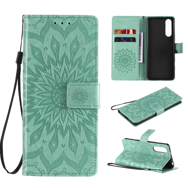 For Sony Xperia5 II Sun Embossing Pattern Horizontal Flip Leather Case with Card Slot & Holder & Wallet & Lanyard