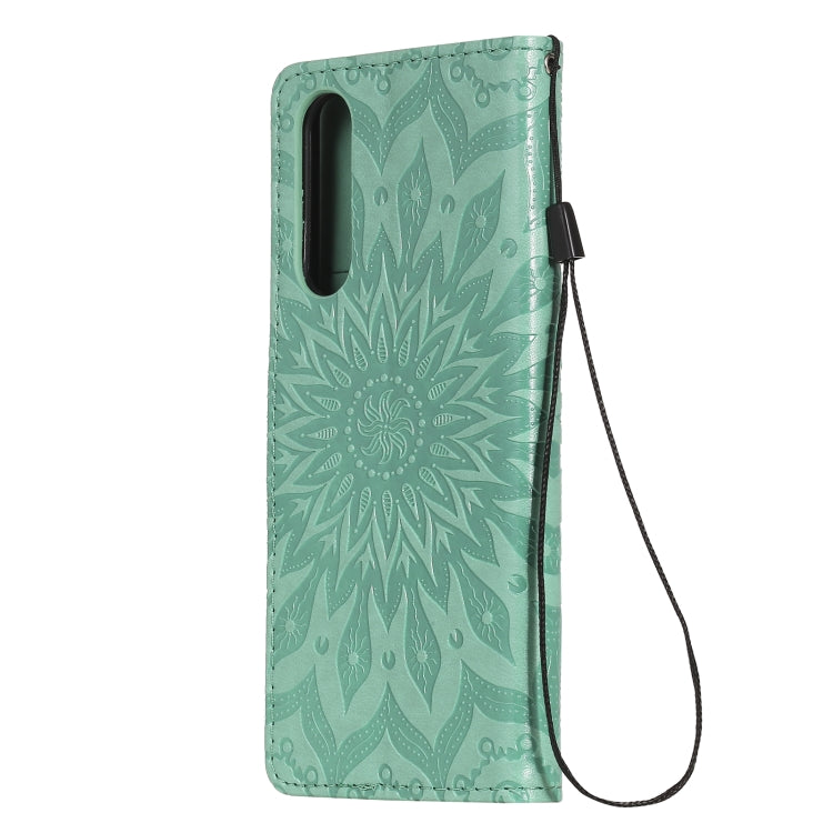 For Sony Xperia5 II Sun Embossing Pattern Horizontal Flip Leather Case with Card Slot & Holder & Wallet & Lanyard