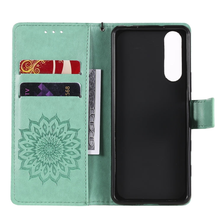 For Sony Xperia5 II Sun Embossing Pattern Horizontal Flip Leather Case with Card Slot & Holder & Wallet & Lanyard